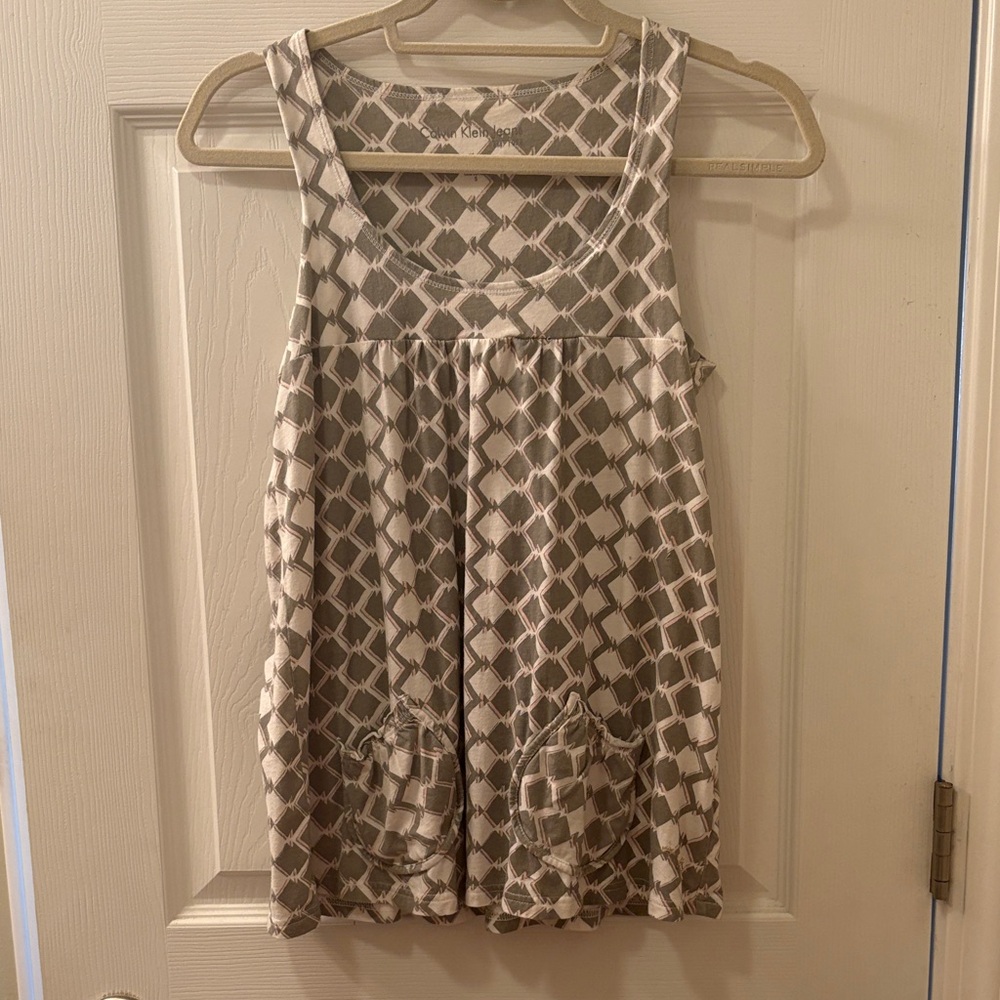 Calvin Klein Collection Geometric Gray Tank Top